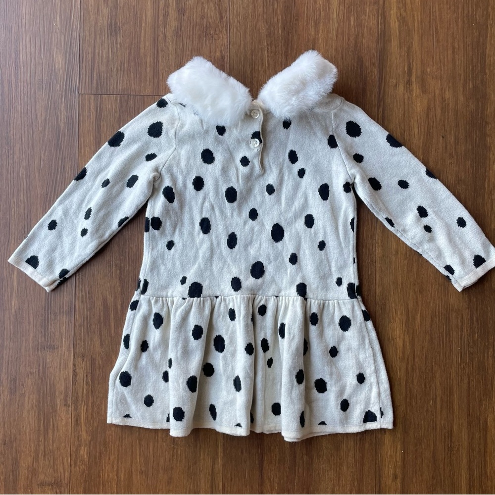Cruella Deville Dress 6-12 months Costume Spots Dot Baby 101 Dalmatian Faux Fur - Picture 3 of 8
